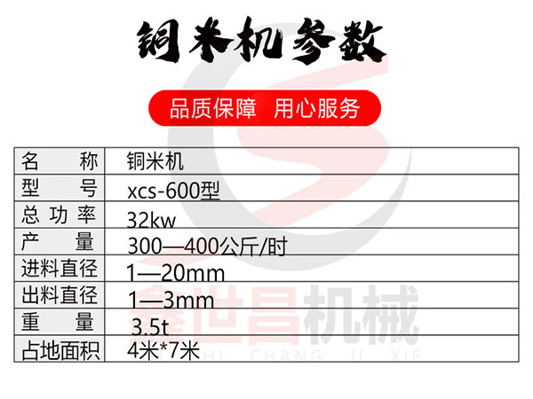 干式銅米機參數